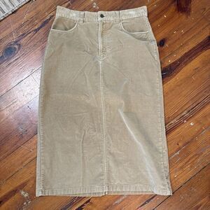 Eddie Bauer Womens Maxi Skirt Corduroy Slit Stretch Brown 12 Petite